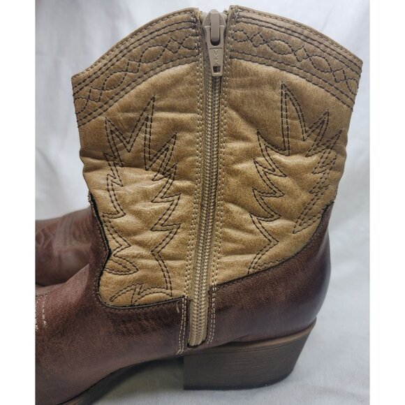 Pistol Embroidered Faux Leather Cowboy Western Boot 7M Brown Coconuts By Matisse - Picture 3 of 13